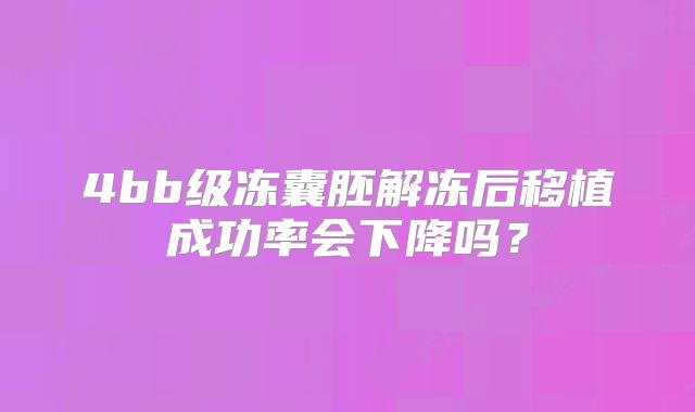 4bb级冻囊胚解冻后移植成功率会下降吗?