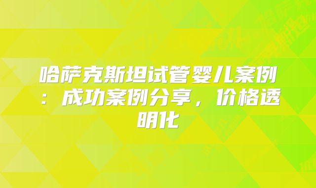 哈萨克斯坦试管婴儿案例：成功案例分享，价格透明化