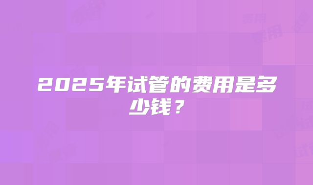 2025年试管的费用是多少钱？