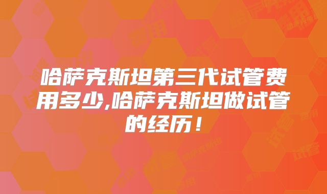 哈萨克斯坦第三代试管费用多少,哈萨克斯坦做试管的经历！