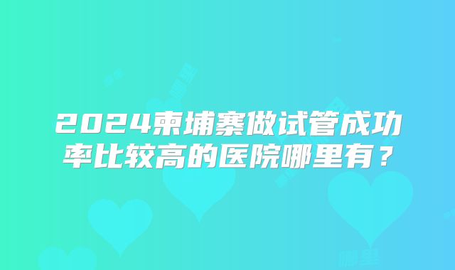 2024柬埔寨做试管成功率比较高的医院哪里有?