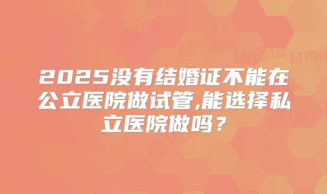 2025没有结婚证不能在公立医院做试管,能选择私立医院做吗?
