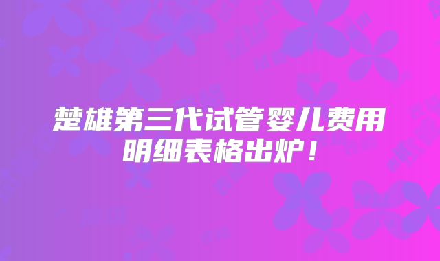 楚雄第三代试管婴儿费用明细表格出炉！