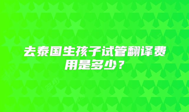 去泰国生孩子试管翻译费用是多少?