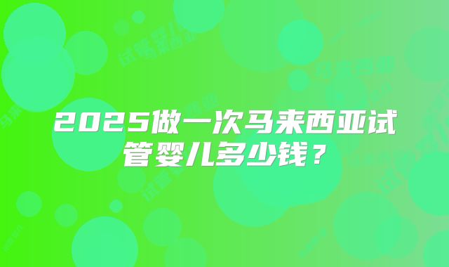2025做一次马来西亚试管婴儿多少钱？
