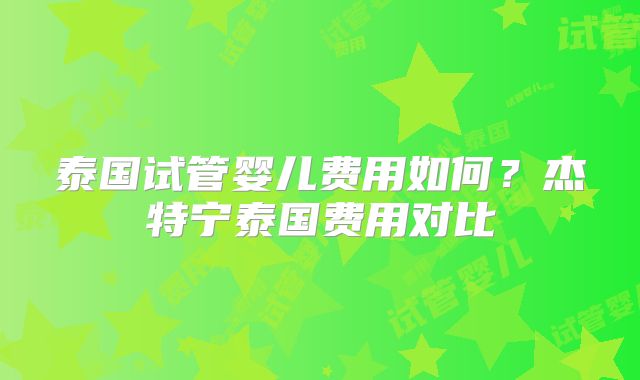 泰国试管婴儿费用如何?杰特宁泰国费用对比