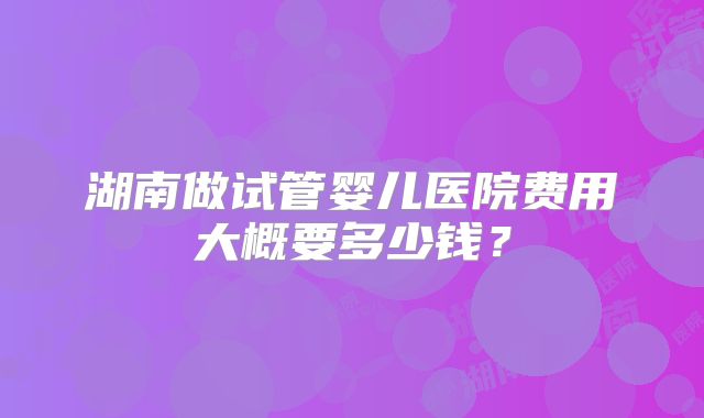 湖南做试管婴儿医院费用大概要多少钱？