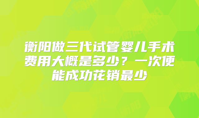 衡阳做三代试管婴儿手术费用大概是多少？一次便能成功花销最少