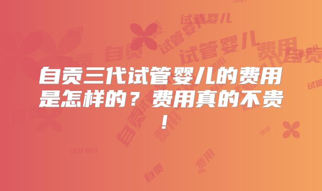 自贡三代试管婴儿的费用是怎样的？费用真的不贵！
