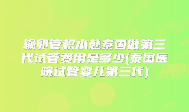 输卵管积水赴泰国做第三代试管费用是多少(泰国医院试管婴儿第三代)