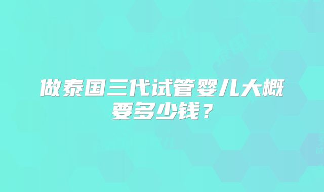 做泰国三代试管婴儿大概要多少钱？
