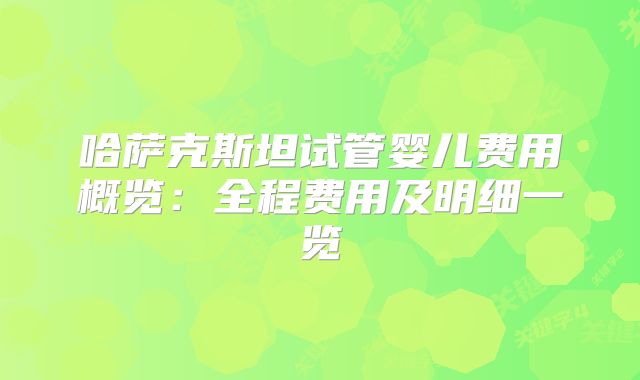 哈萨克斯坦试管婴儿费用概览:全程费用及明细一览