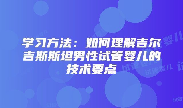 学习方法：如何理解吉尔吉斯斯坦男性试管婴儿的技术要点