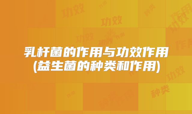 乳杆菌的作用与功效作用(益生菌的种类和作用)