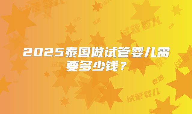 2025泰国做试管婴儿需要多少钱？
