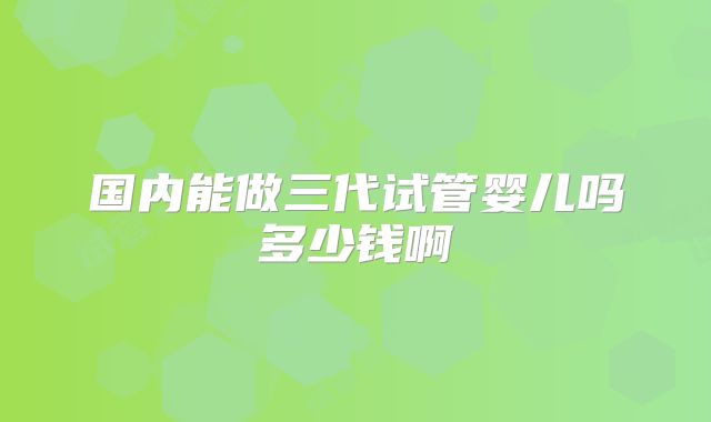 国内能做三代试管婴儿吗多少钱啊