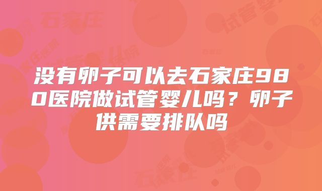 没有卵子可以去石家庄980医院做试管婴儿吗？卵子供需要排队吗