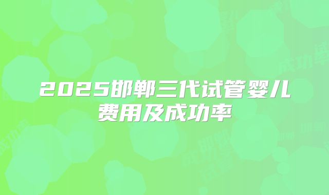 2025邯郸三代试管婴儿费用及成功率