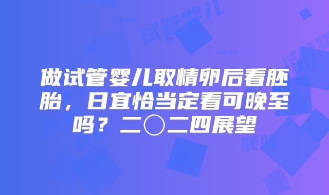 做试管婴儿取精卵后看胚胎,日宜恰当定看可晚至吗?二〇二四展望
