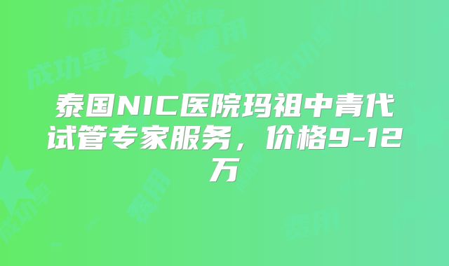 泰国NIC医院玛祖中青代试管专家服务，价格9-12万