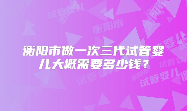衡阳市做一次三代试管婴儿大概需要多少钱？