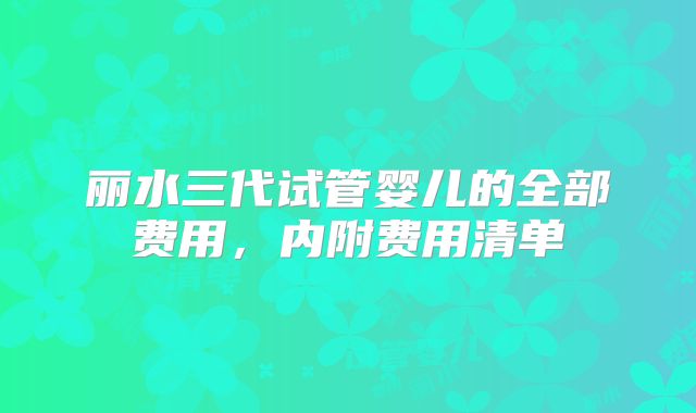 丽水三代试管婴儿的全部费用，内附费用清单