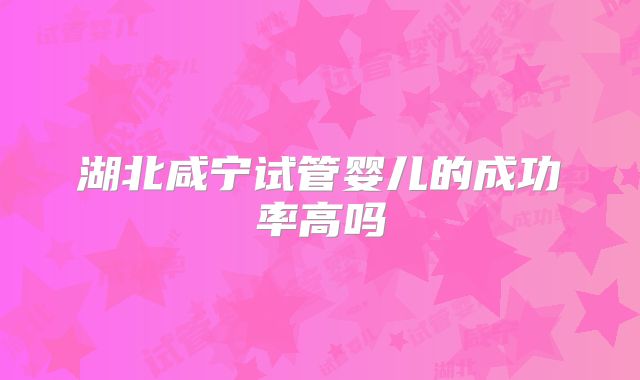 湖北咸宁试管婴儿的成功率高吗