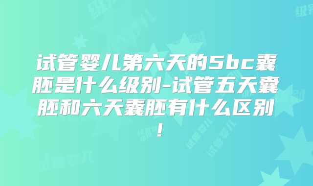 试管婴儿第六天的5bc囊胚是什么级别-试管五天囊胚和六天囊胚有什么区别！
