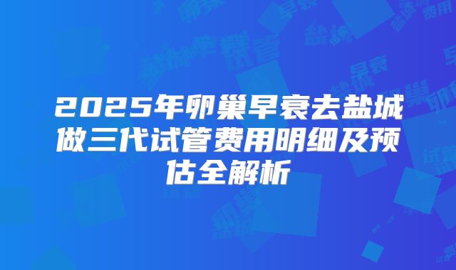 2025年卵巢早衰去盐城做三代试管费用明细及预估全解析