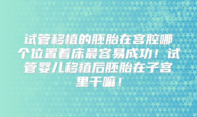 试管移植的胚胎在宫腔哪个位置着床最容易成功!试管婴儿移植后胚胎在子宫里干嘛!