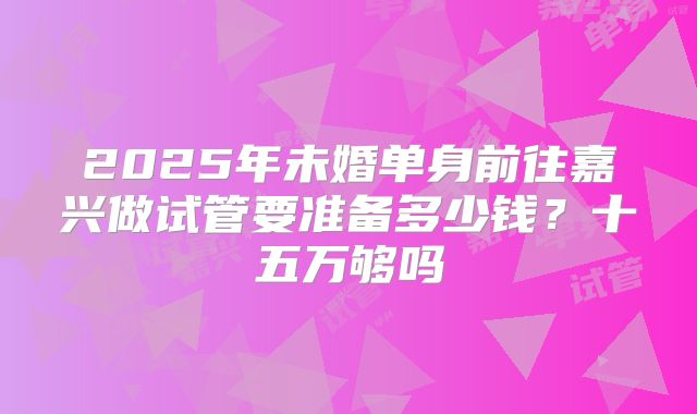 2025年未婚单身前往嘉兴做试管要准备多少钱?十五万够吗