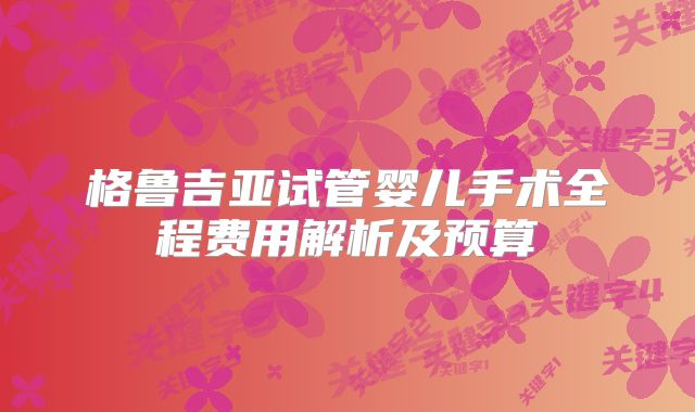 格鲁吉亚试管婴儿手术全程费用解析及预算