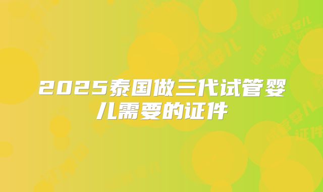 2025泰国做三代试管婴儿需要的证件