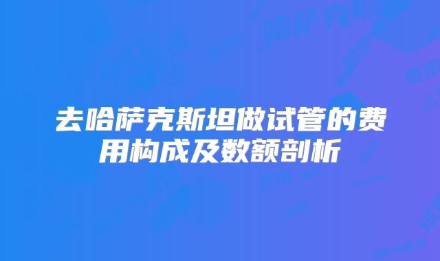 去哈萨克斯坦做试管的费用构成及数额剖析