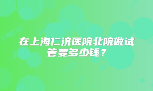 在上海仁济医院北院做试管要多少钱?