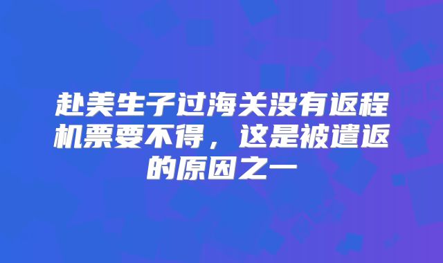 赴美生子过海关没有返程机票要不得，这是被遣返的原因之一