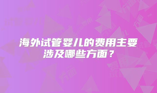 海外试管婴儿的费用主要涉及哪些方面?