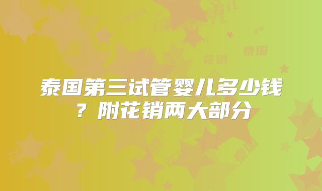 泰国第三试管婴儿多少钱?附花销两大部分
