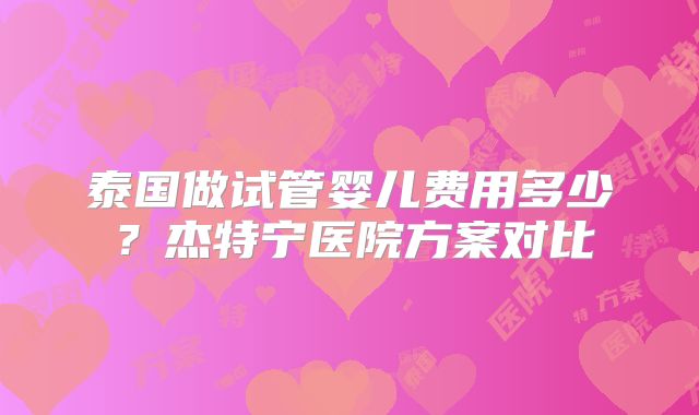 泰国做试管婴儿费用多少？杰特宁医院方案对比