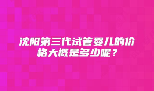 沈阳第三代试管婴儿的价格大概是多少呢?