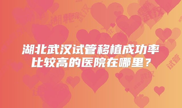湖北武汉试管移植成功率比较高的医院在哪里?