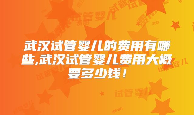 武汉试管婴儿的费用有哪些,武汉试管婴儿费用大概要多少钱!
