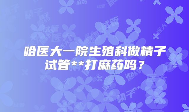 哈医大一院生殖科做精子试管**打麻药吗?