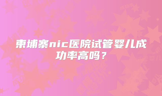 柬埔寨nic医院试管婴儿成功率高吗?