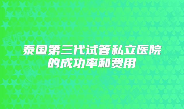 泰国第三代试管私立医院的成功率和费用