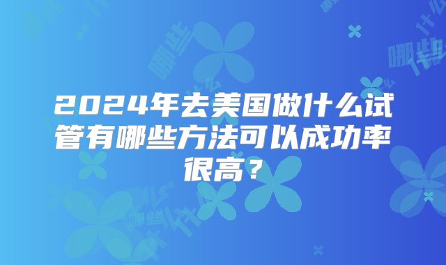 2024年去美国做什么试管有哪些方法可以成功率很高？