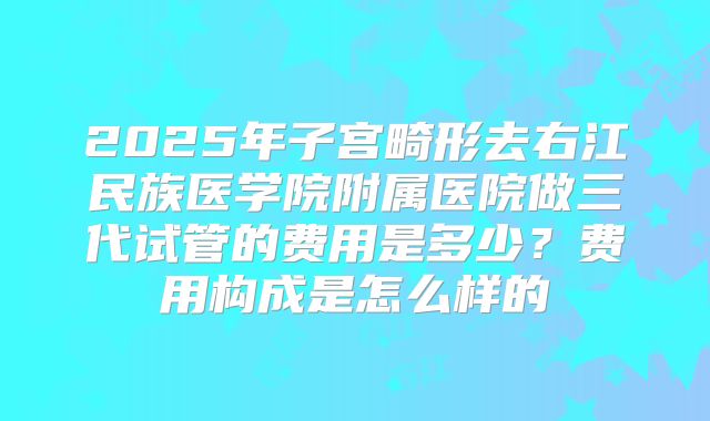 2025年子宫畸形去右江民族医学院附属医院做三代试管的费用是多少？费用构成是怎么样的