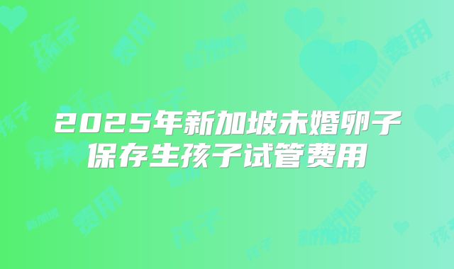 2025年新加坡未婚卵子保存生孩子试管费用