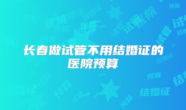 长春做试管不用结婚证的医院预算