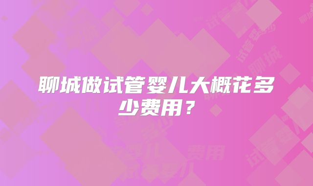 聊城做试管婴儿大概花多少费用？